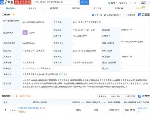 中国铁路工程设立资产管理公司，注册资本5000万元专注工程管理服务